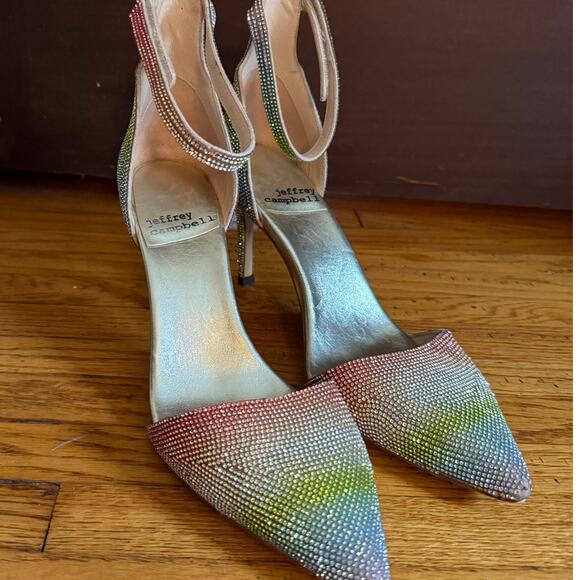 JEFFREY CAMPBELL | Rainbow Bling Rhinestone Solitaire Grand Prix Heels | Size 9 - Picture 10 of 10
